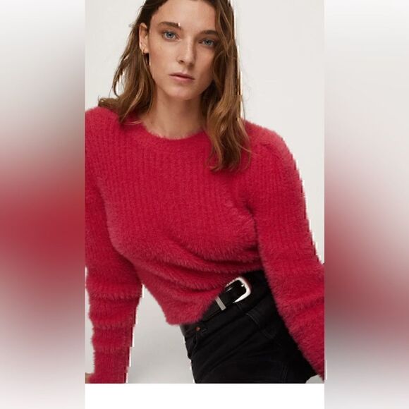 Mango Fuzzy Chunky Ribbed Curvy Winter Crewneck Pullover Size S Very Good - Picture 4 of 12